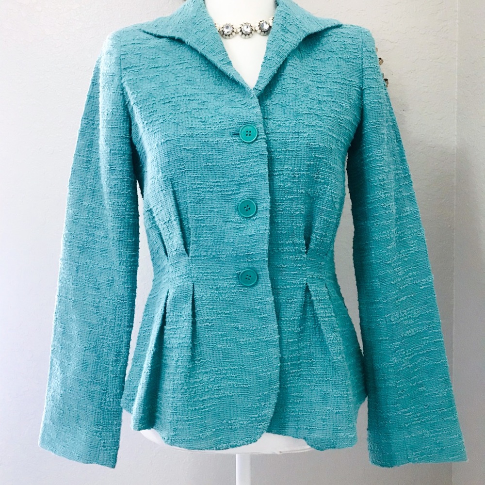 SOLD Lafayette 148 Turquoise Blue Blazer - Picture 7 of 8